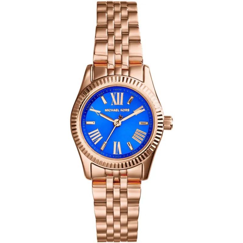 Petite Lexington Blue Dial Rose Gold - MK3272