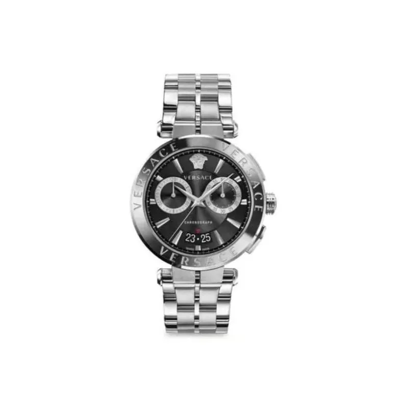 Versace Quartz Black Dial Silver - VBR080018