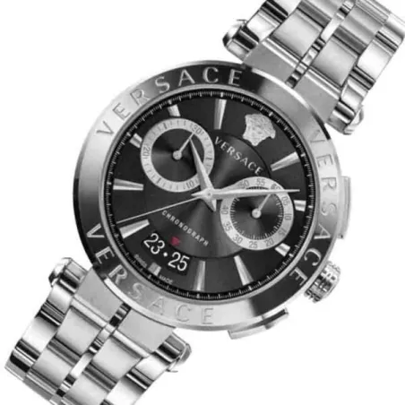 Versace Quartz Black Dial Silver - VBR080018